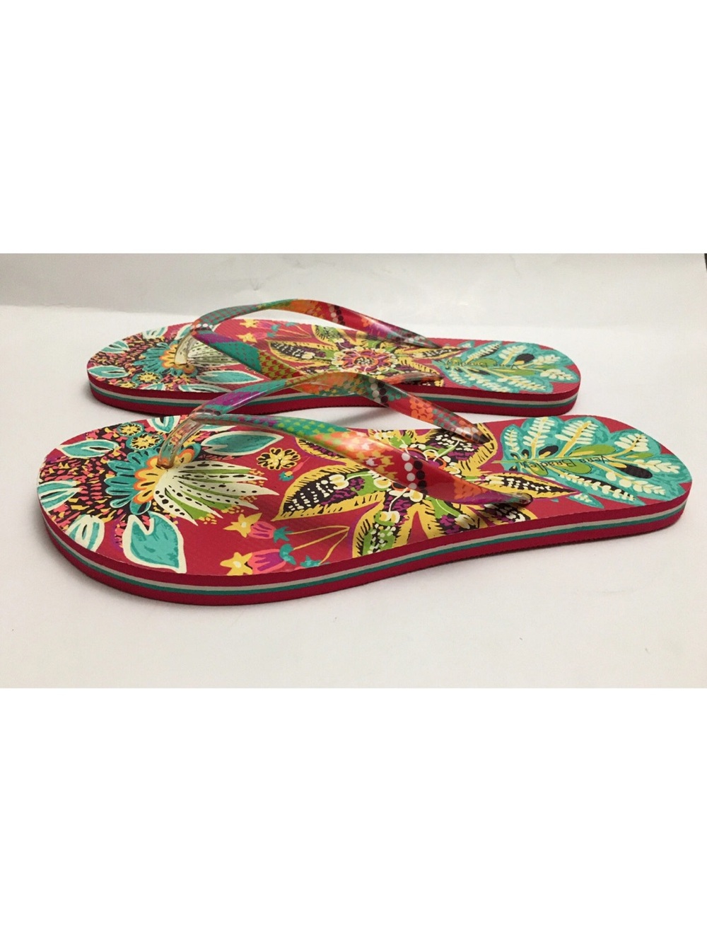 Vera bradley Women’s Floral Red Tropical Flip Flops Sz.9/10